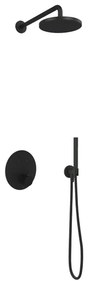 Hotbath Cobber IBS22 Regendoucheset inbouw - 35cm wandarm - 20cm ronde hoofddouche - staafhanddouche - mat zwart IBS22BL