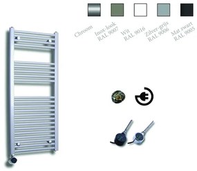 Sanicare Elektrische Design Radiator - 111.8 x 45 cm - 596 Watt - thermostaat zwart linksonder - zilver grijs HRLEZ 451118/Z