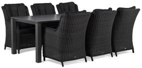 Tuinset 6 personen 220 cm Wicker Zwart Garden Collections Buckingham/Munster