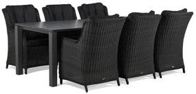 Tuinset 6 personen 220 cm Wicker Zwart Garden Collections Buckingham/Munster