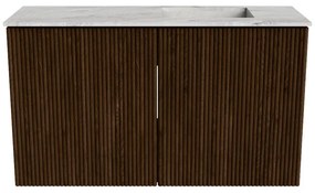 Mondiaz Joya DLux 70cm toiletmeubel walnut met wastafel faye rechts 1 kraangat glace