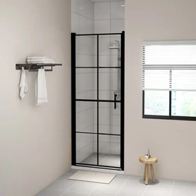 vidaXL Douchedeur 91x195 cm gehard glas zwart