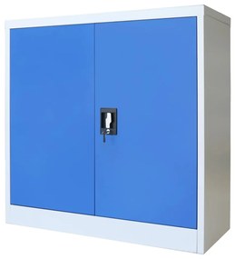 vidaXL Kantoorkast 90x40x90 cm metaal grijs en blauw