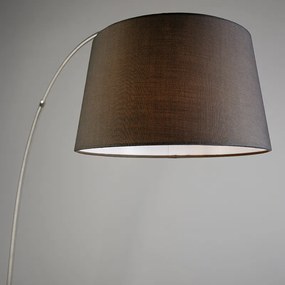 Moderne booglamp staal met zwarte stoffen kap - Arc Basic