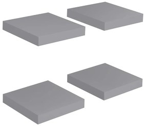 vidaXL Wandschappen zwevend 4 st 23x23,5x3,8 cm MDF grijs