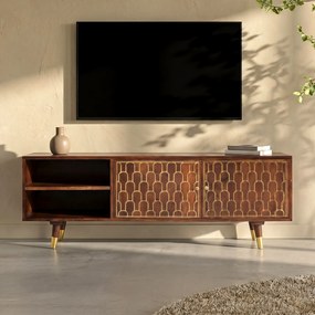 Mangohouten Tv-meubel Goud - 140x35x50cm.