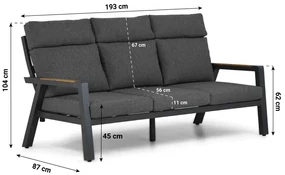 Stoel en Bank Loungeset 5 personen Aluminium/teak Grijs  Lifestyle Garden Furniture Marseille