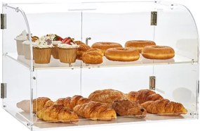 VEVOR 3-laags gebakvitrine, commerciële bakkerijvitrine 558 x 356 x 356 mm, acryl vitrine met stevige dubbele scharnieren, bakkerij-patisserievitrine voor donuts, bagels, cakes, koekjes, enz.