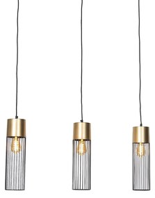 Eettafel / Eetkamer Design hanglamp zwart met goud 3-lichts - Maura Design E27 rond Binnenverlichting Lamp