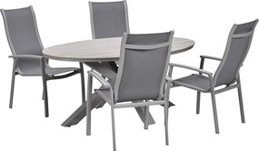 Garden Impressions Hilly tuinset 5-delig taupe - Tulli tuintafel 180x115 cm - light teak vironwood