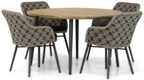 Tuinset Ronde Tuintafel 4 personen 130 cm Wicker Zwart Lifestyle Garden Furniture Crossway/Montana