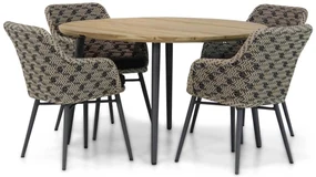 Tuinset Ronde Tuintafel 4 personen 130 cm Wicker Zwart Lifestyle Garden Furniture Crossway/Montana