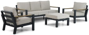 Stoel en Bank Loungeset 5 personen Aluminium/Polywood (teakfinish) Grijs Lifestyle Garden Furniture Bilbao