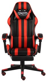 vidaXL Racestoel met voetensteun kunstleer zwart en rood