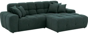 Goossens Excellent Bank Kubus - 30 X 30 Cm Stiksel blauw, stof, 1,5-zits, modern design met chaise longue rechts