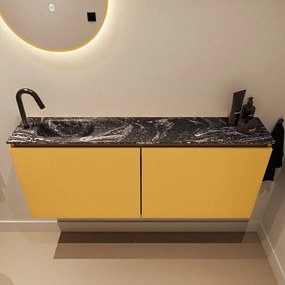 Mondiaz Ture DLux toiletmeubel 120cm ocher met wastafel lava links met kraangat