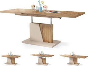 Mazzoni GRAND NOIR artisanaal eiken / beige, salontafel, uitschuifbaar