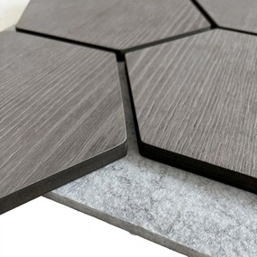 Hexagon Panel Grijs Walnoot met Grijs Vilt 81CM | Akoestisch | Wanddecor | Zeshoekig- Grijs vilt