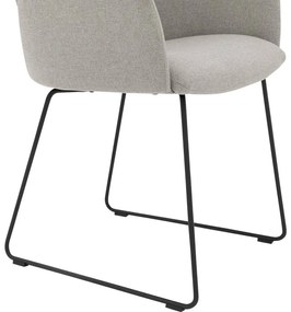 Goossens Eetkamerstoel Hera grijs stof met armleuning, modern design