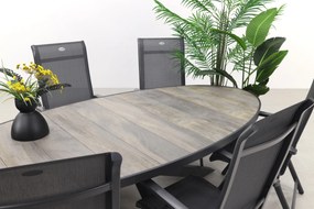Hartman Milaan/Silva houtlook 240x115 cm. ovale tuinset - 7-delig