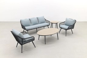 Garden Impressions Margriet stoel-bank loungeset - Carbon black/Mint grey - 5 delig
