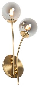 Moderne wandlamp goud 2-lichts met smoke glas - Athens Landelijk G9 Binnenverlichting Lamp