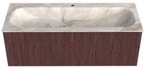 Mondiaz Kurve-dlux 120cm badmeubel ruby met 1 lade en wastafel big large midden 1 kraangat frappe