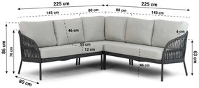 Hoek loungeset 5 personen Aluminium/rope Grijs  Coco Puerto/Montana