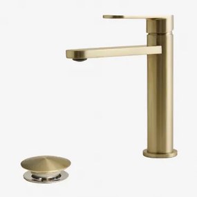 Alameda Messing Wastafelkraanset En Orveta Rvs En Messing Click-clack Wastafelafvoerventielset Goud & ↑20 Cm & Klep Met Overloop - Sklum