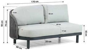 Hoek loungeset 5 personen Aluminium/rope Grijs  Santika Furniture Santika