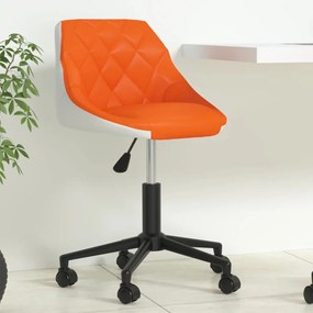 vidaXL Kantoorstoel draaibaar kunstleer oranje en wit