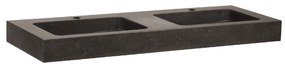 Sanituba Black Spirit dubbele wastafel basalt met twee kraangaten 120cm