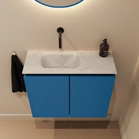 Mondiaz Ture DLux toiletmeubel 60cm jeans met wastafel opalo links zonder kraangat