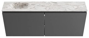 Mondiaz Ture DLux toiletmeubel 120cm dark grey met wastafel glace links met kraangat