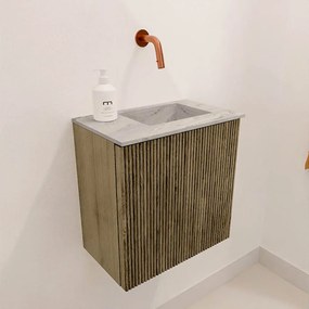 Mondiaz Joya DLux 40cm toiletmeubel dusk met wastafel faye rechts zonder kraangat glace