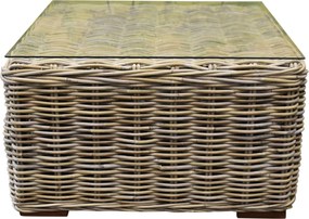 Nissah lounge tuintafel met glasplaat 75x75xH43 cm