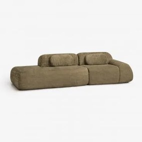 Modulaire Hoekbank Van 2 Delen Met Linker Divan In Vacuüm Verpakte Chenille Merida Chenille Dik Saliegroen - Sklum