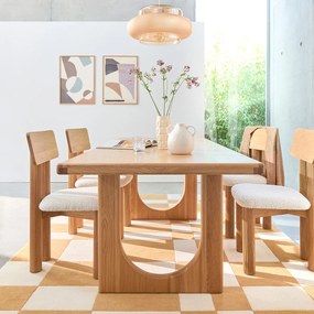 Eettafel in eiken en fineer, 6 tot 8 personen, Douve