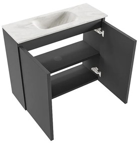 Mondiaz Ture DLux toiletmeubel 60cm dark grey met wastafel ostra midden met kraangat