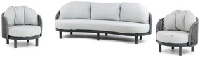 Stoel en Bank Loungeset 2 personen Aluminium/rope Grijs  Santika Furniture Santika