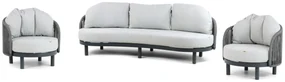 Stoel en Bank Loungeset 2 personen Aluminium/rope Grijs  Santika Furniture Santika