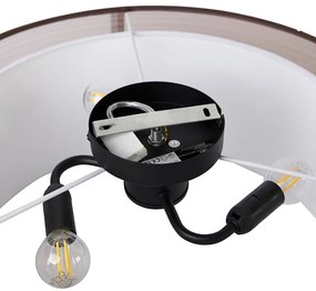 Moderne plafonnière bruin met wit 50 cm 3-lichts - Drum Duo