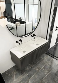 Fontana Lento zwart badkamermeubel ribbelfront witte wastafel 120cm geen kraangaten