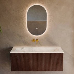 Mondiaz Kurve-dlux 110cm badmeubel ruby met 1 lade en wastafel big medium midden zonder kraangat opalo