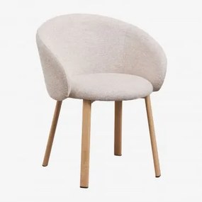 Set Van 2 Gestoffeerde Eetkamerstoelen Nairea Natuurlijk Hout & Crèmebeige Boucléstof - Sklum