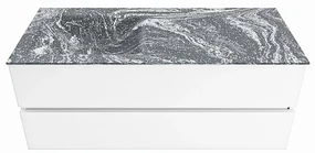 Mondiaz Vica DLux badmeubel 120cm talc 2 lades met wastafel lava links 1 kraangat