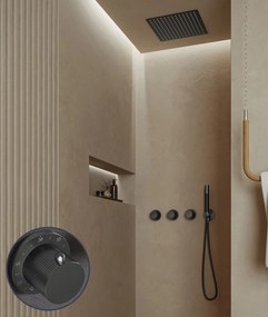 Saniclear Plus Stripes Pro inbouw regendouche met inbouw douchekop 30x30cm en staafhanddouche verouderd ijzer - gunmetal