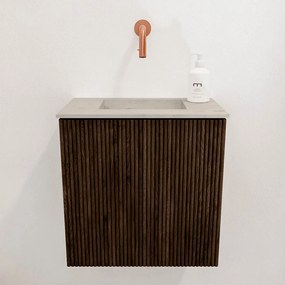 Mondiaz Joya DLux 40cm toiletmeubel walnut met wastafel faye midden zonder kraangat opalo