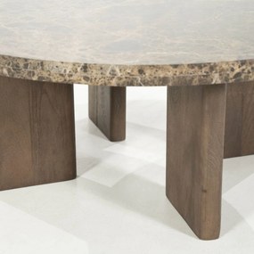 Ronde Salontafel Bruin Marmer 80 Cm - 80 X 80cm.
