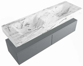 Mondiaz Alan DLux badmeubel 150cm plata 2 lades met wastafel glace dubbel zonder kraangat